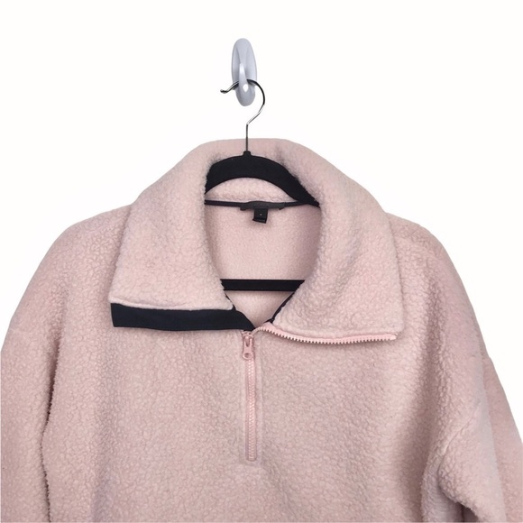 J Crew Pink Crop Half Zip Polartec Fleece Pullover Sweater - Picture 4 of 9